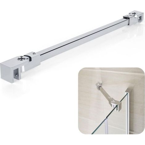 Barre de support en acier inoxydable de 40 cm, support d'écran en verre de douche, support de panneau de porte de douche sans cadre pour parois de douche, barre de support murale à verre pour (1/5)
