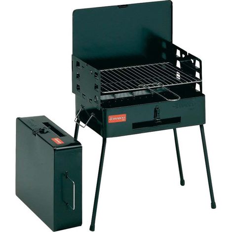 Barbecue portable 2 brûleurs en acier inoxydable – Grille de cuisson 60x40cm – Pour cuisson au charbon – Compact et léger – Ferraboli (1/5)