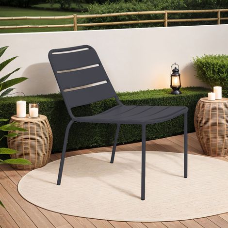 Lot de 4 fauteuils lounge de jardin en métal gris - BACA