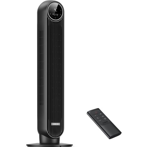 DREO 20dB Ventilatore a Torre Silenzioso, Potente 7.6 m/s, Ventilatori a Colonna con Telecomando, 4 Modalità, 4 Velocità, Oscillazione a 90°, Timer da 1 a 8 ore, Schermo LED, per la Camera da Letto (1/5)