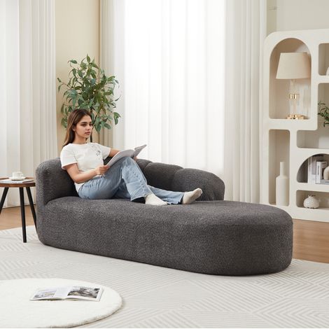 Chaise longue in ciniglia 204 x 87 x 66 cm, senza braccioli, grigio antracite HAVRYA (1/5)