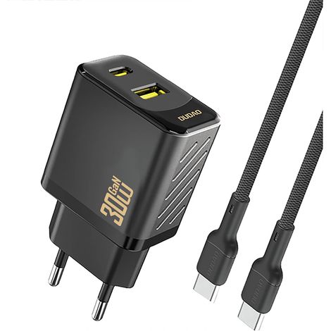 Chargeur mural Dudao A27TCEU PD 30W GaN USB-A/USB-C avec câble USB-C - Noir (1/5)
