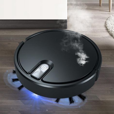 Robot aspirador con batería, ABS, 906 g, negro – barrido, fregado, filtración inteligente y funcionamiento silencioso.