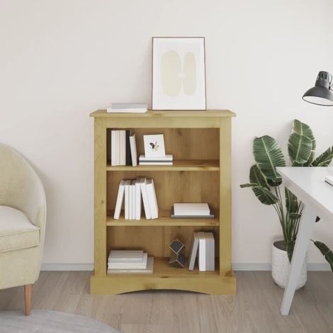 Bibliothèque, Étagère de Rangement, Meuble pour Dossier, Armoire de Rangement 3 niveaux Gamme Corona Pin mexicain 81x29x100 cm AXZ15972 (1/5)