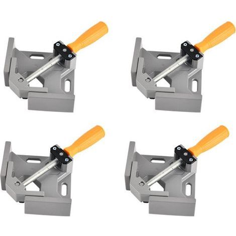 Stück 90°-Winkelklemme, Winkelschraubstock aus Aluminiumlegierung, Winkelschweißklemme mit verstellbarer Schwenkbacke, für Holzbearbeitungswerkzeuge, Schreinerschweißen (Grau) (1/4)
