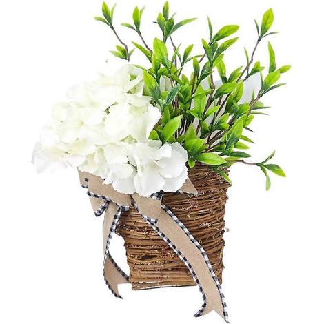 Couronne d'été en hortensias crème et fleurs sauvages, à suspendre aux portes et à suspendre. (1/4)