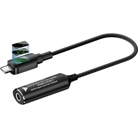 Adaptateur 140W DC 5.5x2.1mm vers Type-C avec Affichage Numérique - Convertisseur d'Alimentation (1/4)