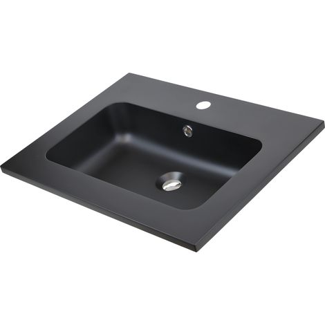 Lavabo ad incasso mineral marmo colore nero opaco mobile composizione bagno misure 81x46 cm - confezione 1 (1/5)