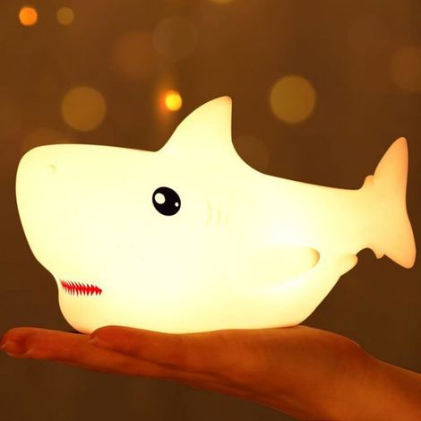 Hai-Nachtlicht für Kinder, tragbare LED-Babylampe mit 7 Farbwechsel, wiederaufladbares Silikon-Tier-Nachtlicht mit USB-Anschluss (1/5)
