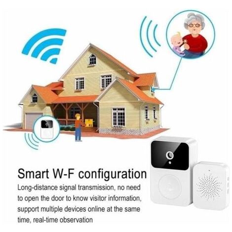 Sonnette sans fil connectée avec caméra HD – Vision nocturne – Autonomie 3 à 6 mois – Installation facile sans outils – Application smartphone