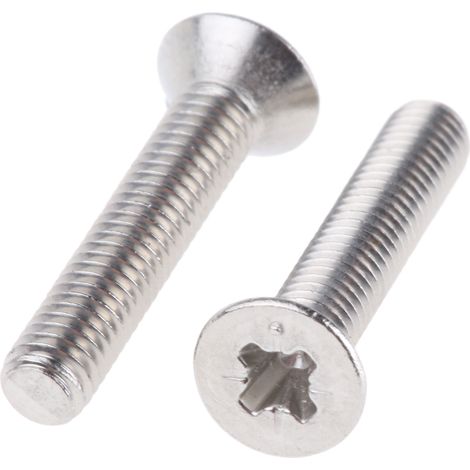 Vis à métaux RS PRO M8 à tête Fraisée Pozidriv en Acier, 25mm ( Prix pour Sachet de 100 )
