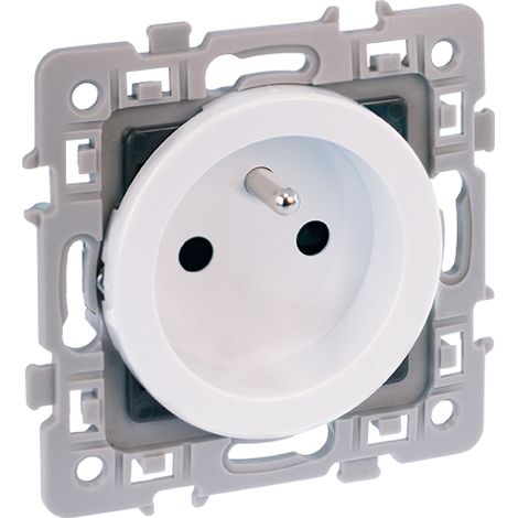 Prise de courant 2P+T 16A - SQUARE Blanc - Sans griffes + connexion haut bas