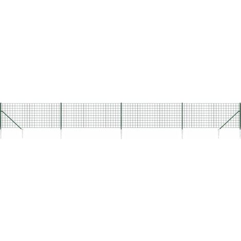 Maison Exclusive - Maschendrahtzaun mit Bodenhülsen Grün 1,1x10 m