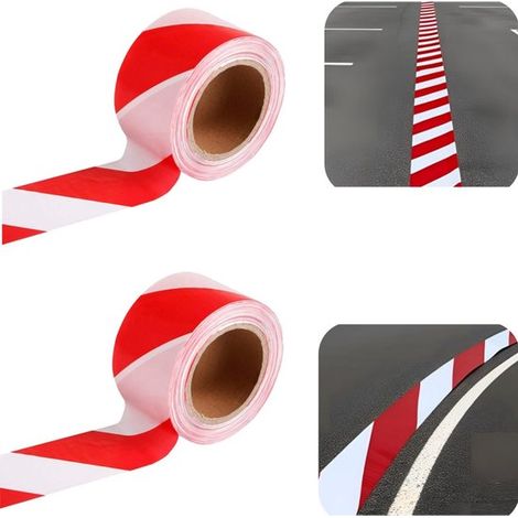 2 rouleaux de ruban adhésif ruban de signalisation ruban de délimitation ruban de barrière (rouge, 4 x 1600 cm) (1/5)