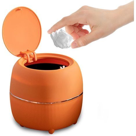 Poubelle ronde avec couvercle (Orange)