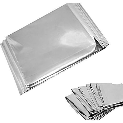 Couverture D'Urgence Mylar - 213 X 132 Cm - Pour Survie En Plein Air Et Secours - 4 Pièces (1/3)