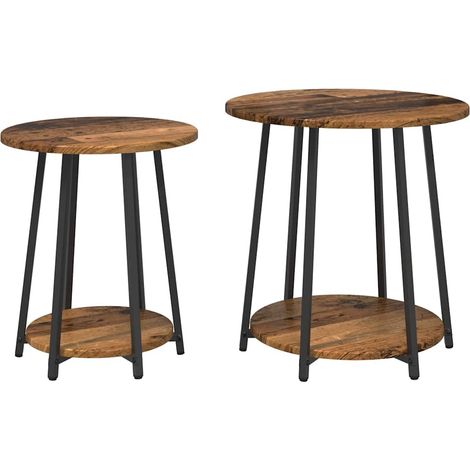 Maison Exclusive - Set tavolini con lo scaffale 2 pcs Legno Antico e Nero