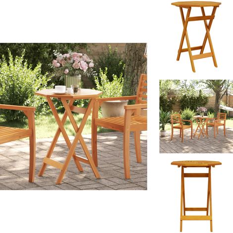Table pliable de jardin Ø60x75 cm bois d'acacia massif - Table De Jardin - Table Pliante - Acacia Massif - Mobilier De Jardin - Décoration Extérieur (1/5)