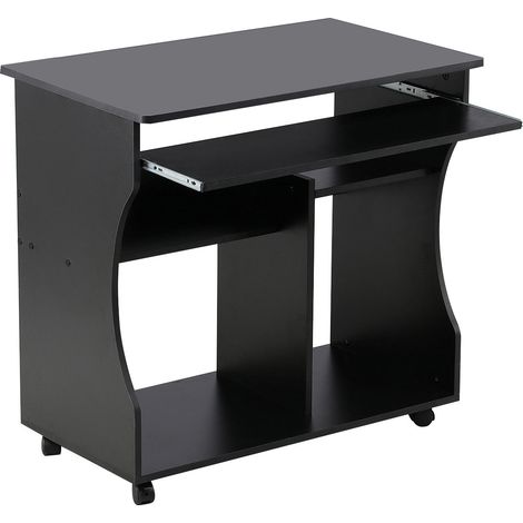 Yaheetech Scrivania Computer con Libreria per Cameretta Studio Ufficio Potra pc Mobile con 4 Ruote Nera (1/6)