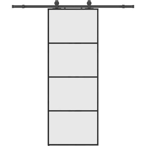 Maison Exclusive - Schiebetür mit Beschlag Schwarz 76x205 cm ESG-