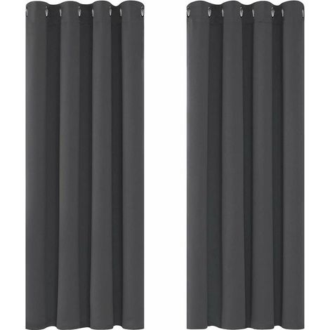 Thermal Insulated Blackout Curtains, Anti-Cold, 117x138 CM (Width x Height), Modern Eyelet Design, Curtains for Living Room and Bedroom, Dark Grey, 2 Panels - INHHUB (1/5)
