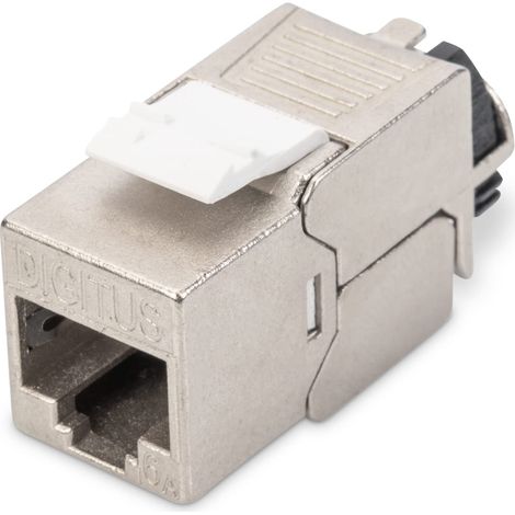DIGITUS Modulo Keystone Cat-6A schermato - 1 pezzo - Jack RJ45 - 500 MHz 10GBase-T - AWG 26-22 - Progettabile - Con leva di bloccaggio - Montaggio senza attrezzi (1/5)