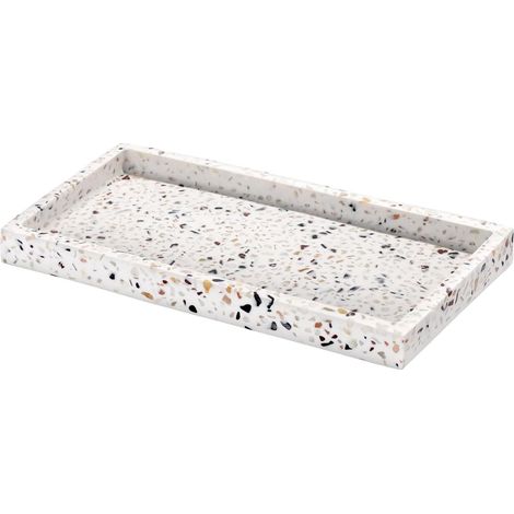 1 Plateau de salle de bain, Résine, Rectangulaire, Organiseur cosmétique, Pour coiffeuse et lavabo