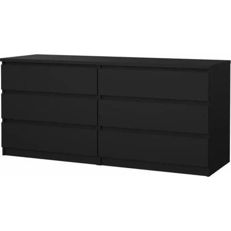 cassettiera 6 cassetti "naia" nero opaco 153,8x50x70,1 cm (1/4)