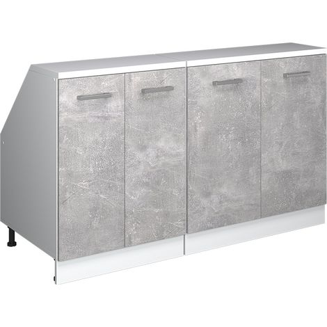 Meuble sous pente R-Line, Béton, 140cm Lot de 2 caissons 60 cm de profondeur, Vicco