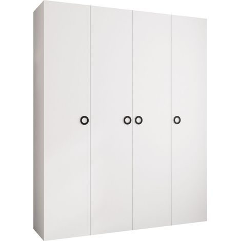 Armario Hartford 554, Blanco, 246x200x52cm, Puertas de armario: Con bisagras, Número de estantes: 12 (1/5)