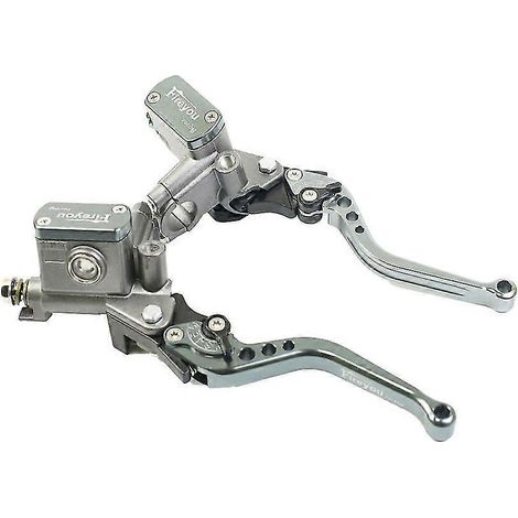 Maître-cylindre universel pour moto, piston 14 mm, levier de frein et d'embrayage hydraulique 22 mm, compatible Honda, Yamaha, Kawasaki et Suzuki (Titane) (1/5)