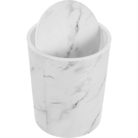 Trash Can with Swing Lid and Faux Marble Design Large