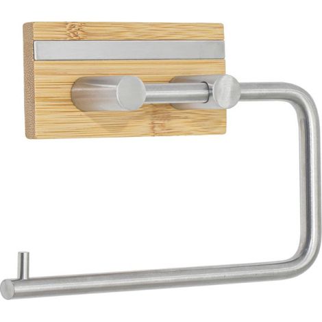 Porte rouleau papier wc adhésif FLAVIO Acier & Bambou MSV (1/5)