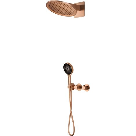 Set doccia termostatico incasso Bolonia finitura oro rosa spazzolato [ IMEX® ] (1/4)
