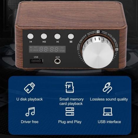 Amplificateur Numérique Stéréo HIFI HIFPOWER BLUETOTH 5.0 avec une Entrée USB 2 Canal 50W + 50W pour les Composants de Théatre