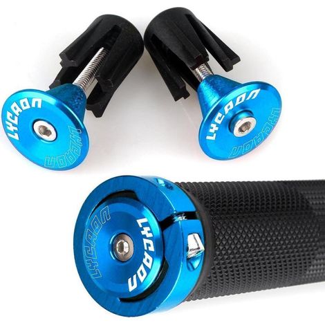 LYCAON Bike Lenker Griffe rutschfeste Gummi Fahrrad Griff Aluminium Lock Blau (1/5)