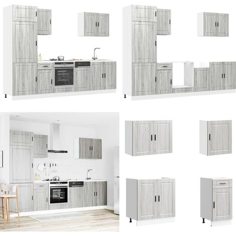 7-tlg. Küchenschrank-Set Porto Grau Sonoma Holzwerkstoff - Küchenmöbel - Holzwerkstoff (1/5)