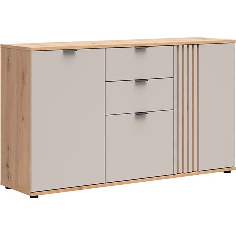 Buffet Ezra mit 2 Schubladen und 3 Türen, Kaschmir und Holzoptik, 150.5cm