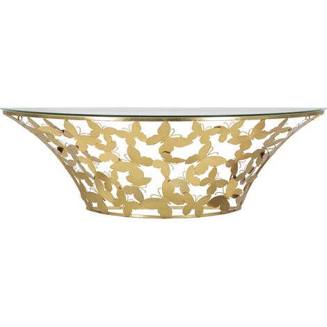 Console sospesa Butterflies in ferro dorato e vetro 120 cm