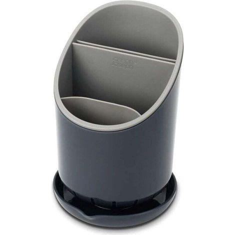 Égouttoir à vaisselle, étagère de rangement pour évier, porte-couverts et couteaux avec fonction d'égouttage - gris (1/4)