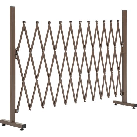 Grille accordéon extensible de jardin, terrasse et balcon 35 à 300 cm, barrière de séparation en aluminium brun foncé, stable et facile à poser  CHICFURN (1/5)