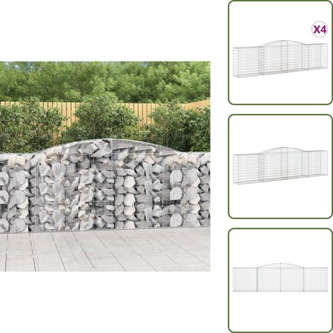 Gabionen mit Hochbogen 4 Stk. 400x50x100/120cm Verzinktes Eisen - Gabionen - Gabionenkorb - Gartendeko - Gartenzubehör - Zaun (1/5)