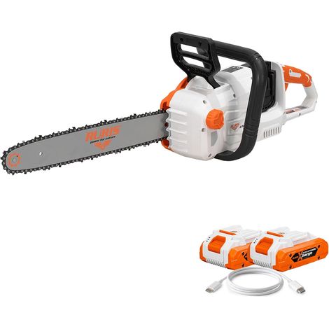 Tronçonneuse sans fil RURIS 2744e 2x20V avec 2 batteries incluses - Moteur Brushless - Guide-chaîne 40 cm - Vitesse 25 m/s (1/5)