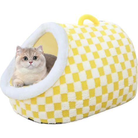 Cat Cave For Indoor Cats,Soft Calming Pet Sofa Bed Cute Covered