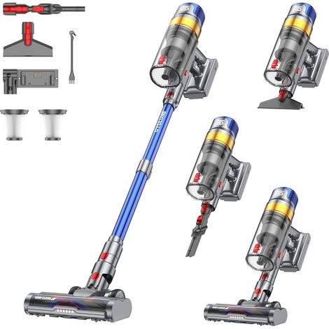 X8 Aspirateur Balai sans Fil, 48Kpa/580W/70Min Aspirateur sans Fil Puissant avec Écran Intelligent, Anti-Emmêlement, 1,6L Capacité Aspirateur Balai pour Tapis, Sols Durs et Poils d'animaux (1/5)