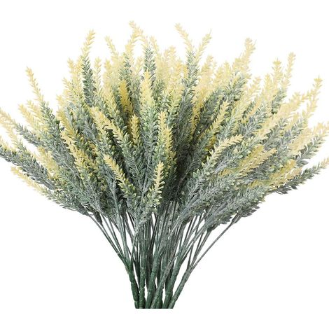 Artificielle Fleurs De Lavande Faux Plantes Avec Faux Bouquet De Mariage En Plastique pour Centres De Table Maison Jardin Ferme Décor 8 Pcs Jaune (1/4)