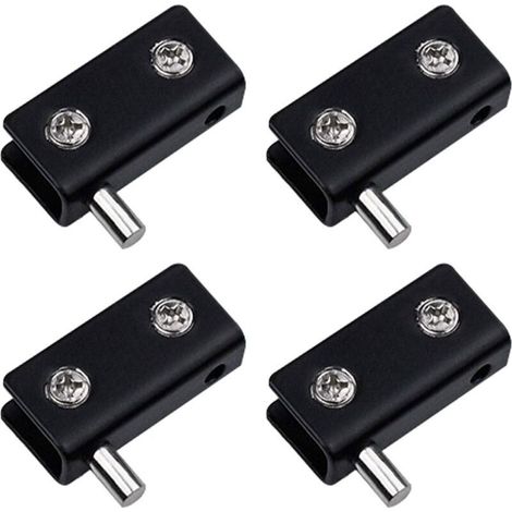 Lot de 4 charnières pivotantes, sans cadre pour porte en verre - Noir - Clips de porte en verre en acier inoxydable avec broche réglable - Kit de remplacement pour porte en verre de 5 à 6 mm (1/5)