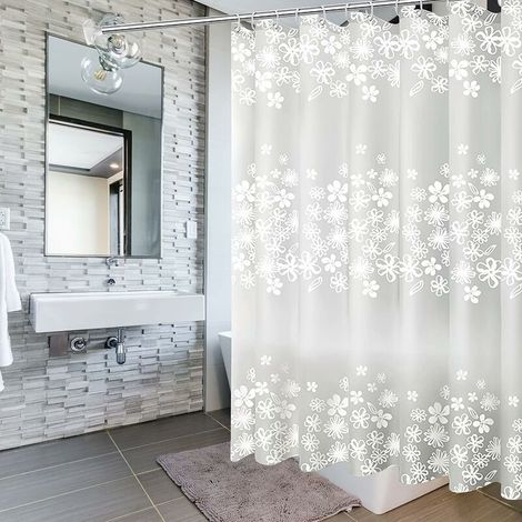 Rideau de douche 200x200cm avec 14 crochets, résistant à la moisissure, antibactérien, imperméable et lavable, pour baignoire et salle de bain (1/5)
