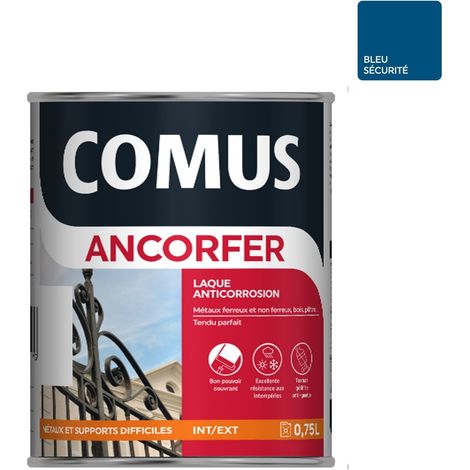 ANCORFER BRILLANT 0.75L Bleu sécurité - Peinture-laque antirouille pour métaux et autres supports - COMUS (1/3)