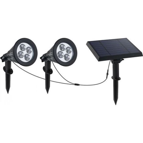 Spot solaire LED - LUMI JARDIN - Family Spiky - 3 W - Blanc froid - PVC - Noir (1/2)